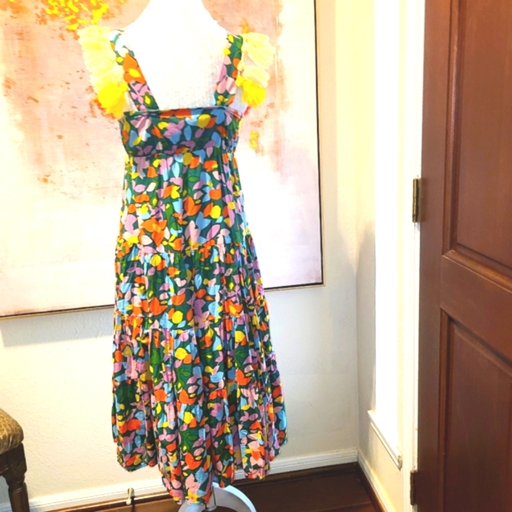 J. Crew Multi Colored Midi Dress Size XS - Picture 3 of 9